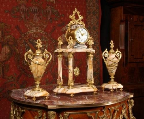 fig 1. Large Marble and Ormolu Clock Set French - Circa 1890